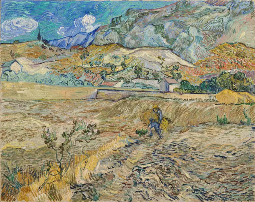 Landscape at Saint-Rémy (Enclosed Field with Peasant) (1889) by Vincent van Gogh